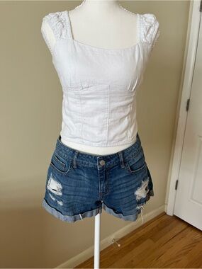 Aeropostale Distressed Blue Denim Jean Shorts